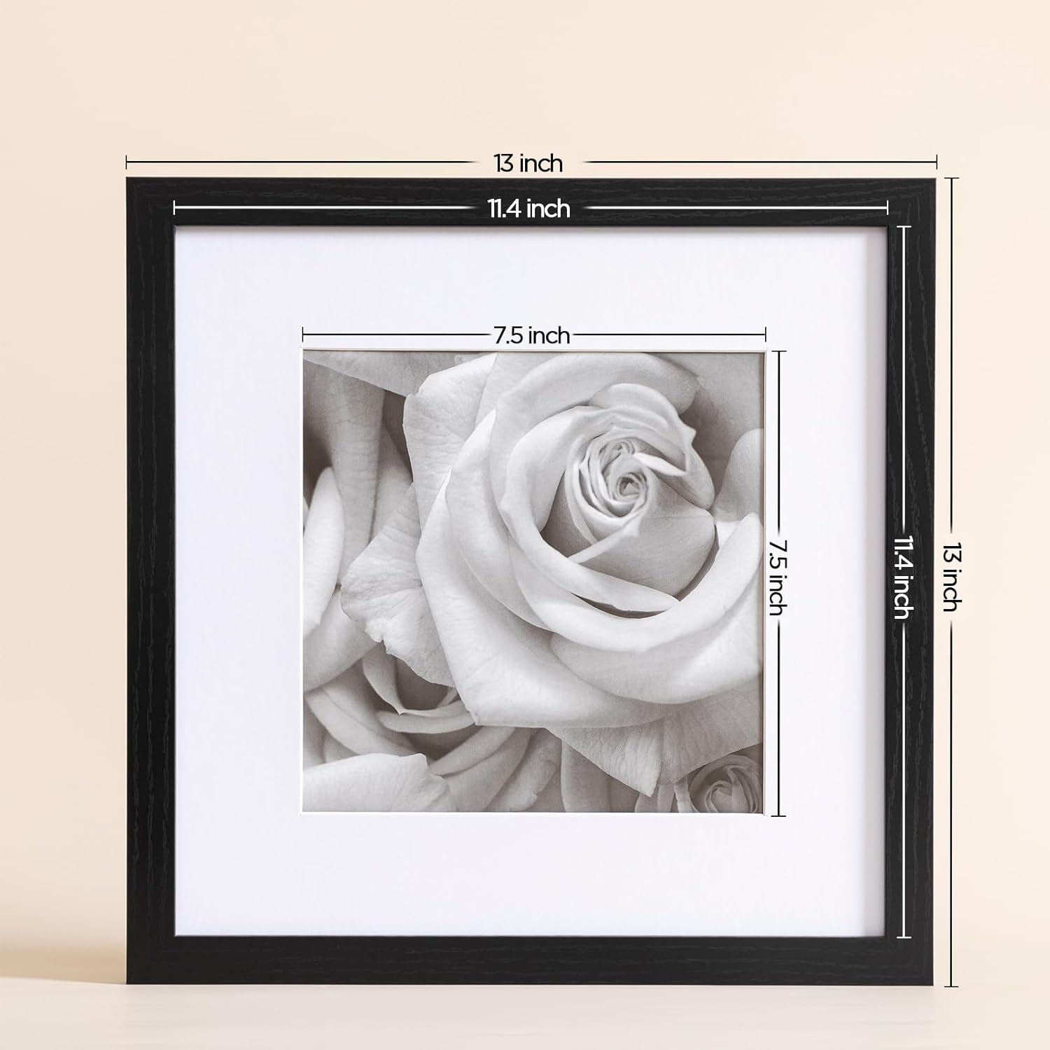 eletecpro 12x12 Picture Frames Set of 9 with Mat for 8x8 Photos or without Mat for 12x12, Square Gallery Wall Decor Collage for Picture Display, Black Frame Set for Wall Hanging