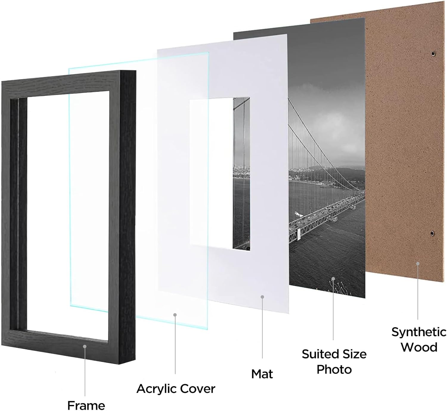 eletecpro 12x12 Picture Frames Set of 9 with Mat for 8x8 Photos or without Mat for 12x12, Square Gallery Wall Decor Collage for Picture Display, Black Frame Set for Wall Hanging