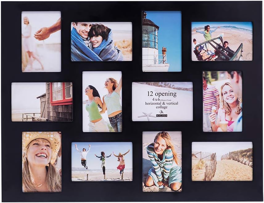 Malden International Designs Black 12 Opening Collage Photo Frame