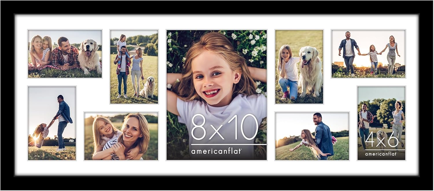 Americanflat 4x6 Collage Picture Frame with Polished Plexiglass - Multi Picture Frames Fit Sixteen 4x6 Photos or Use as One 18x26 Poster Frame for Wall Display - Signature Collection - Black