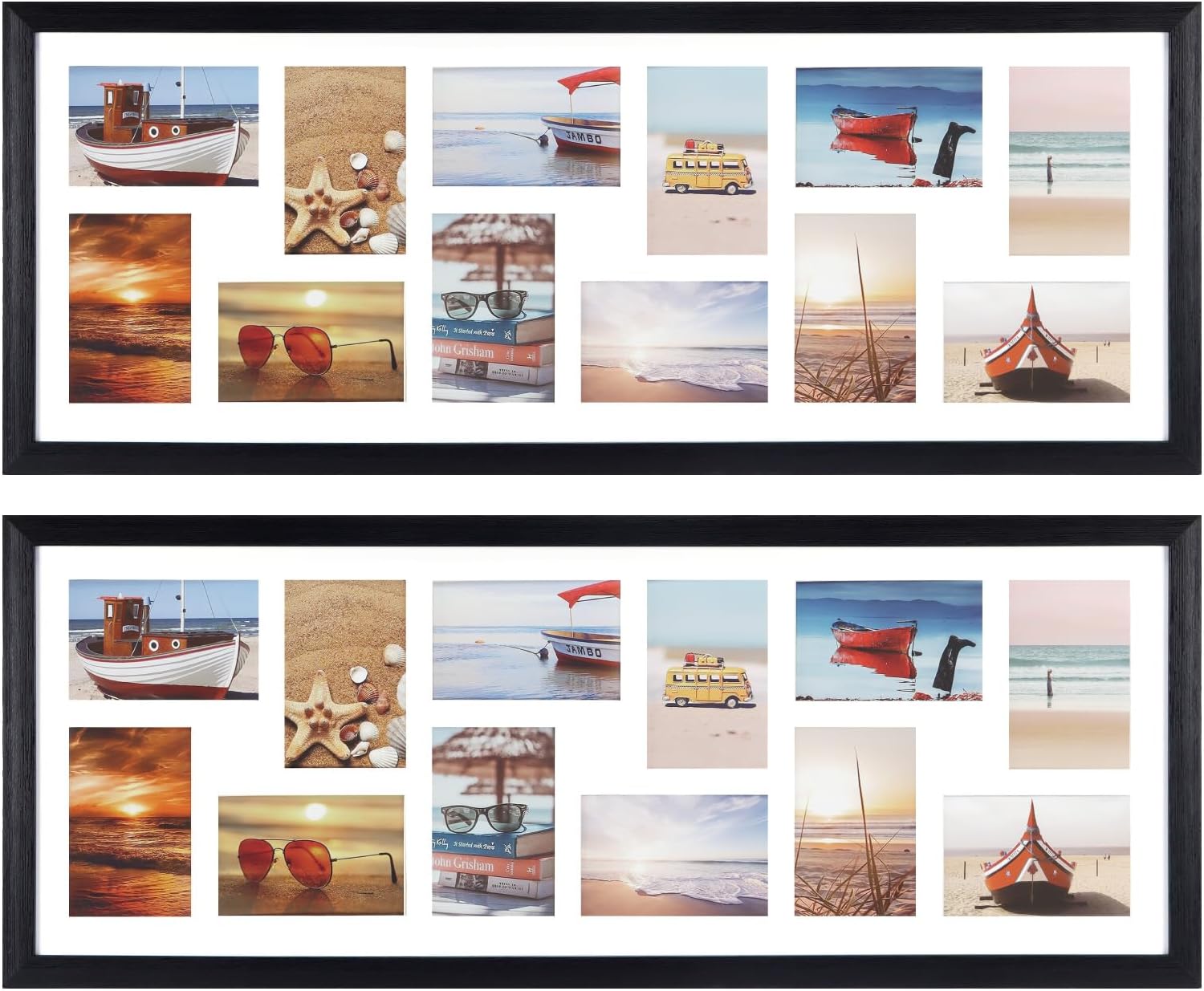 HORLIMER 2 Pack 4x6 Picture Frames Collage with 24 Openings, Multi Photo Frame for Wall Hanging, Black