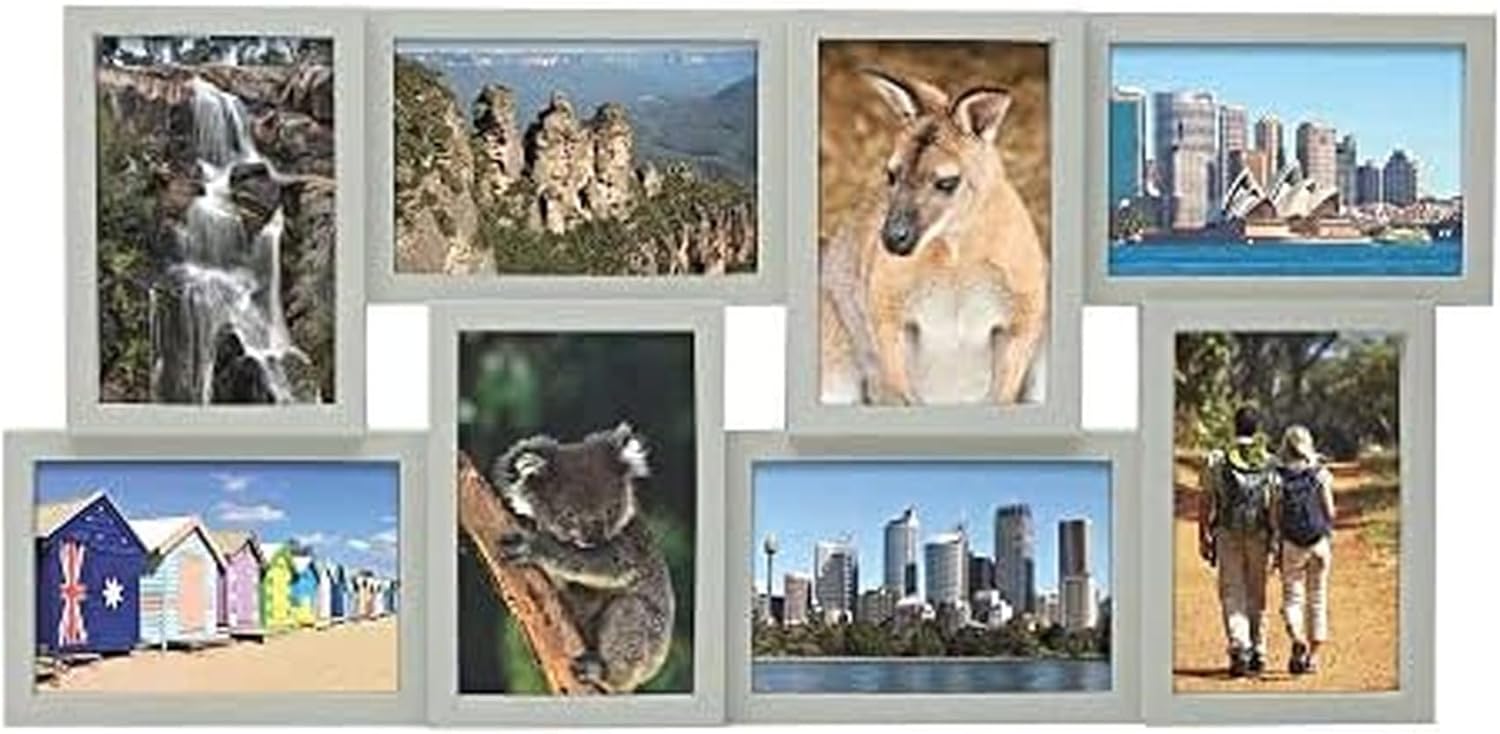Melannco 18 x 18 Inch 9 Opening Photo Collage Frame, Displays Four 4x6 and Five 6x4 Inch Photos, Black