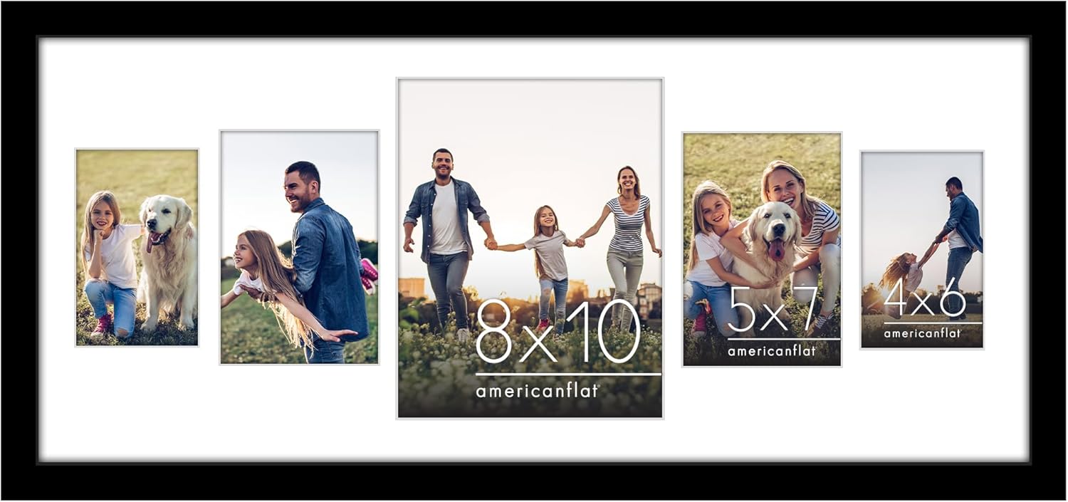 Americanflat 4x6 Collage Picture Frame with Polished Plexiglass - Multi Picture Frames Fit Sixteen 4x6 Photos or Use as One 18x26 Poster Frame for Wall Display - Signature Collection - Black