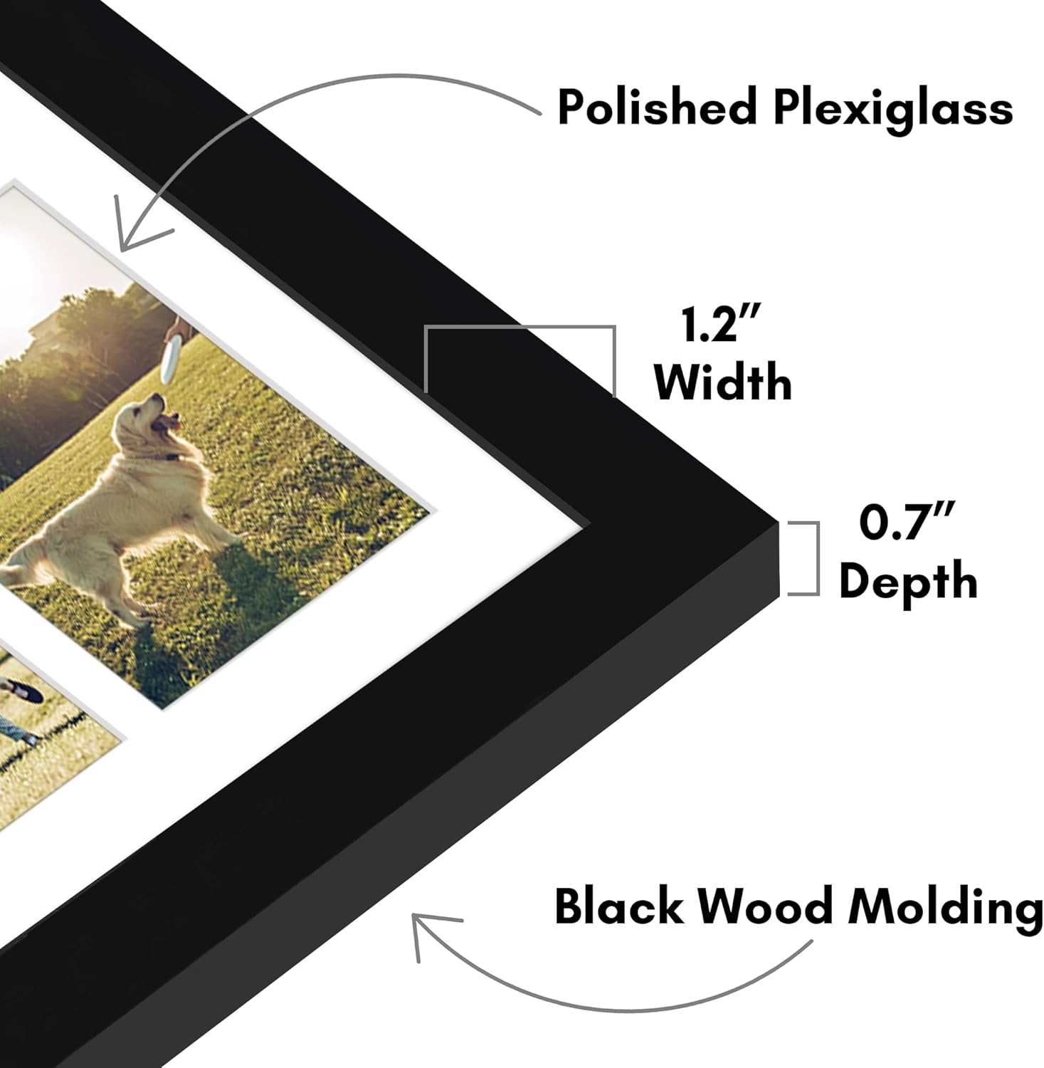 Americanflat 4x6 Collage Picture Frame with Polished Plexiglass - Multi Picture Frames Fit Sixteen 4x6 Photos or Use as One 18x26 Poster Frame for Wall Display - Signature Collection - Black