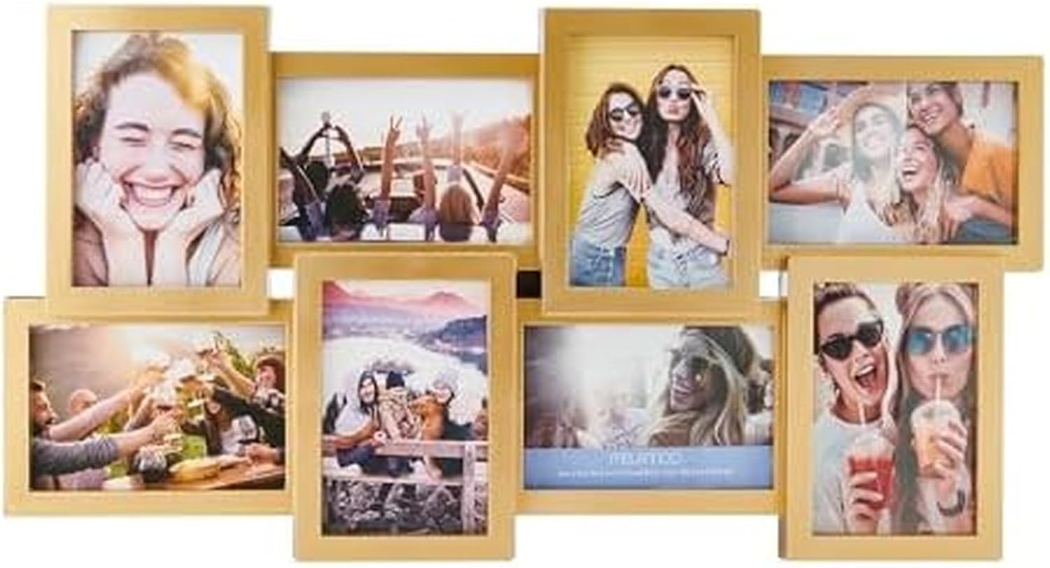 Melannco 18 x 18 Inch 9 Opening Photo Collage Frame, Displays Four 4x6 and Five 6x4 Inch Photos, Black