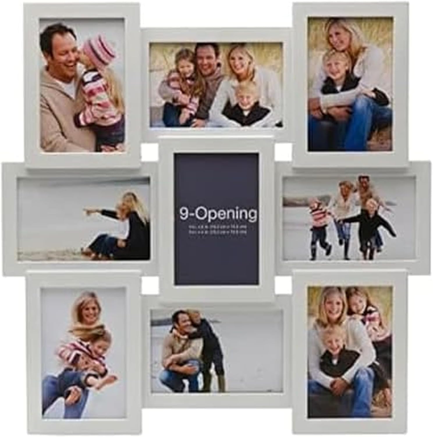 Melannco 18 x 18 Inch 9 Opening Photo Collage Frame, Displays Four 4x6 and Five 6x4 Inch Photos, Black