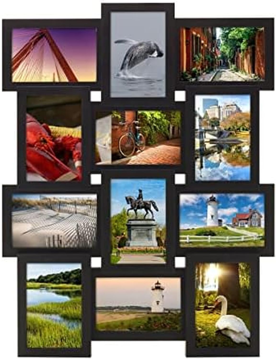 Melannco 18 x 18 Inch 9 Opening Photo Collage Frame, Displays Four 4x6 and Five 6x4 Inch Photos, Black