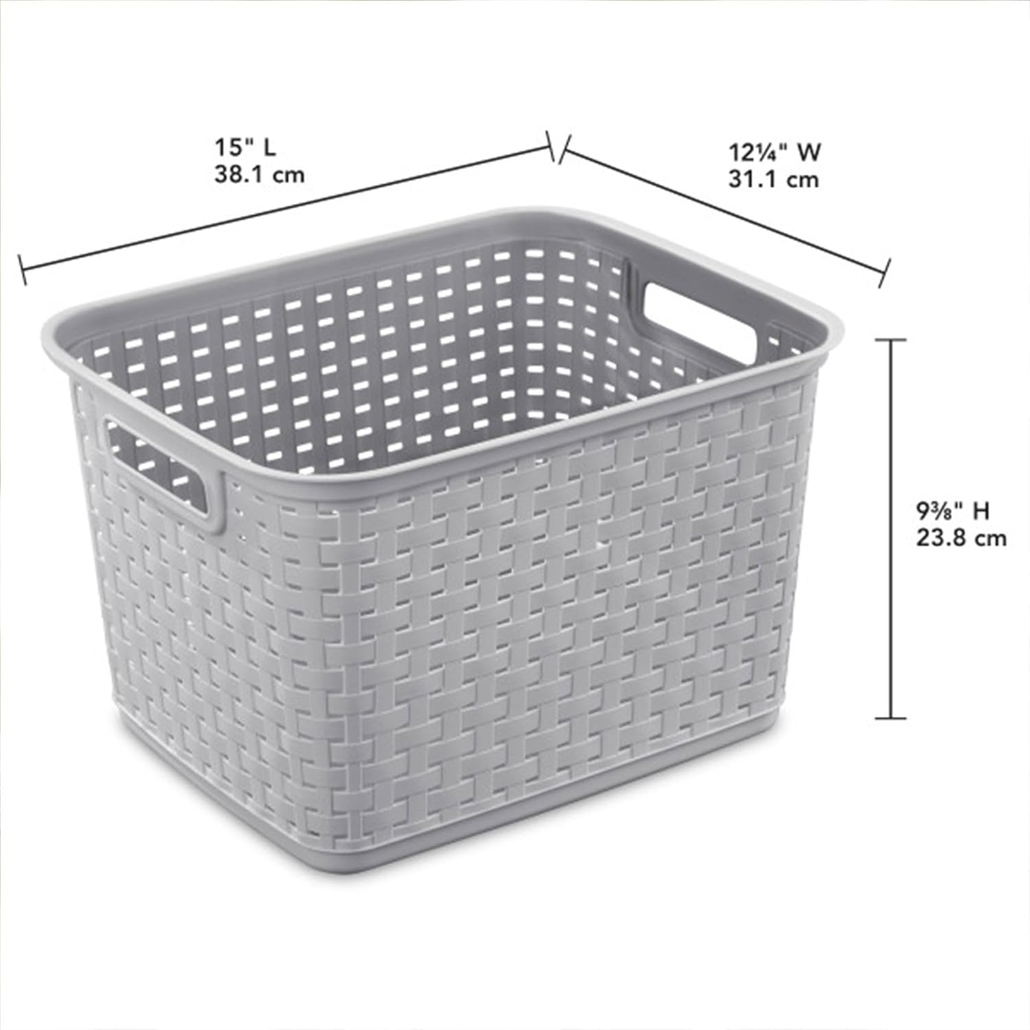 Sterilite 6-Pack Tall Weave Basket, Wicker-Style Plastic Open Storage Bin, Cement Gray - Multi-Purpose Decorative Organizer for Laundry Area, Shelves, Closets, Pantries, Living Rooms or Offices