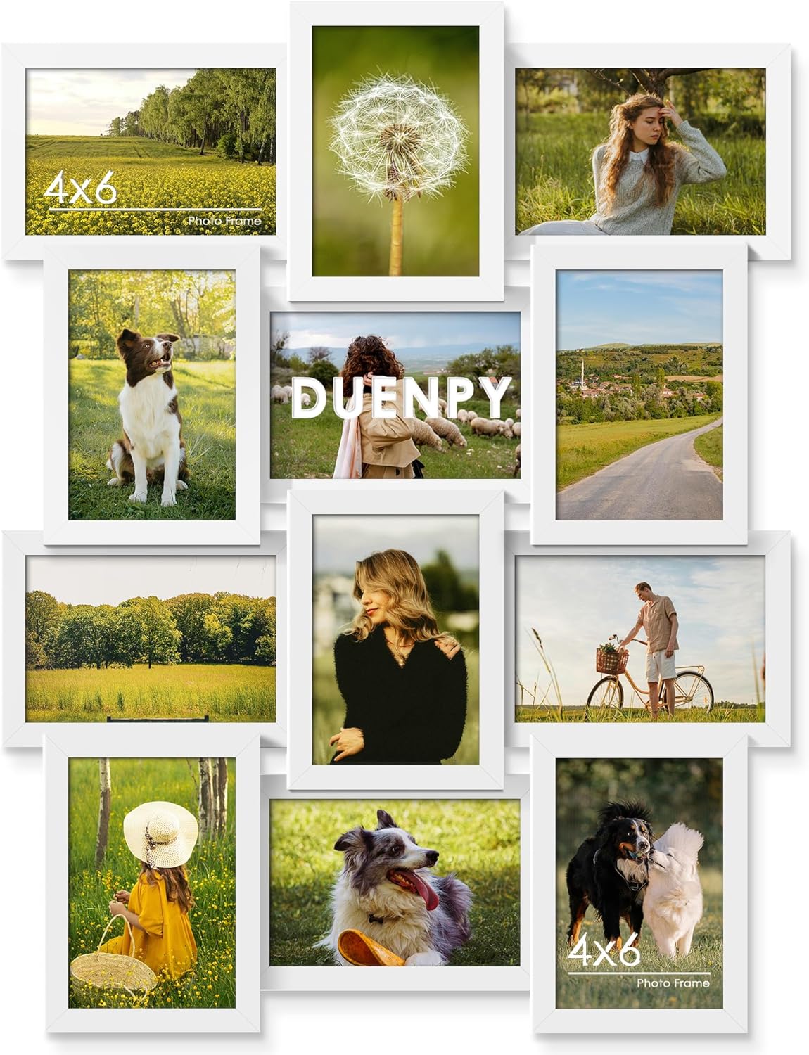 4x6 Picture Frame Collage, 12-Pack Picture Frames Collage Wall Decor, Set with Glass Front, Assembly Required, Black