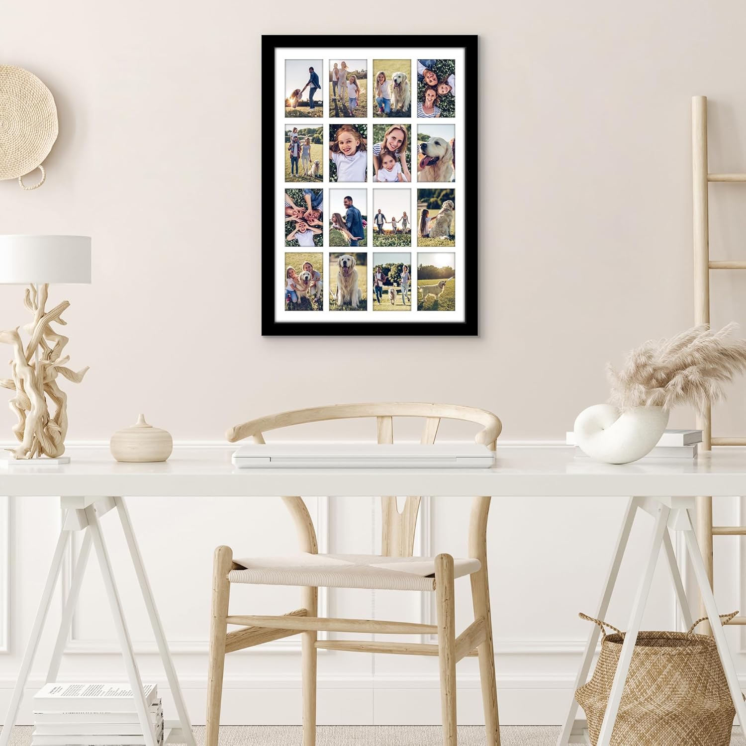Americanflat 4x6 Collage Picture Frame with Polished Plexiglass - Multi Picture Frames Fit Sixteen 4x6 Photos or Use as One 18x26 Poster Frame for Wall Display - Signature Collection - Black