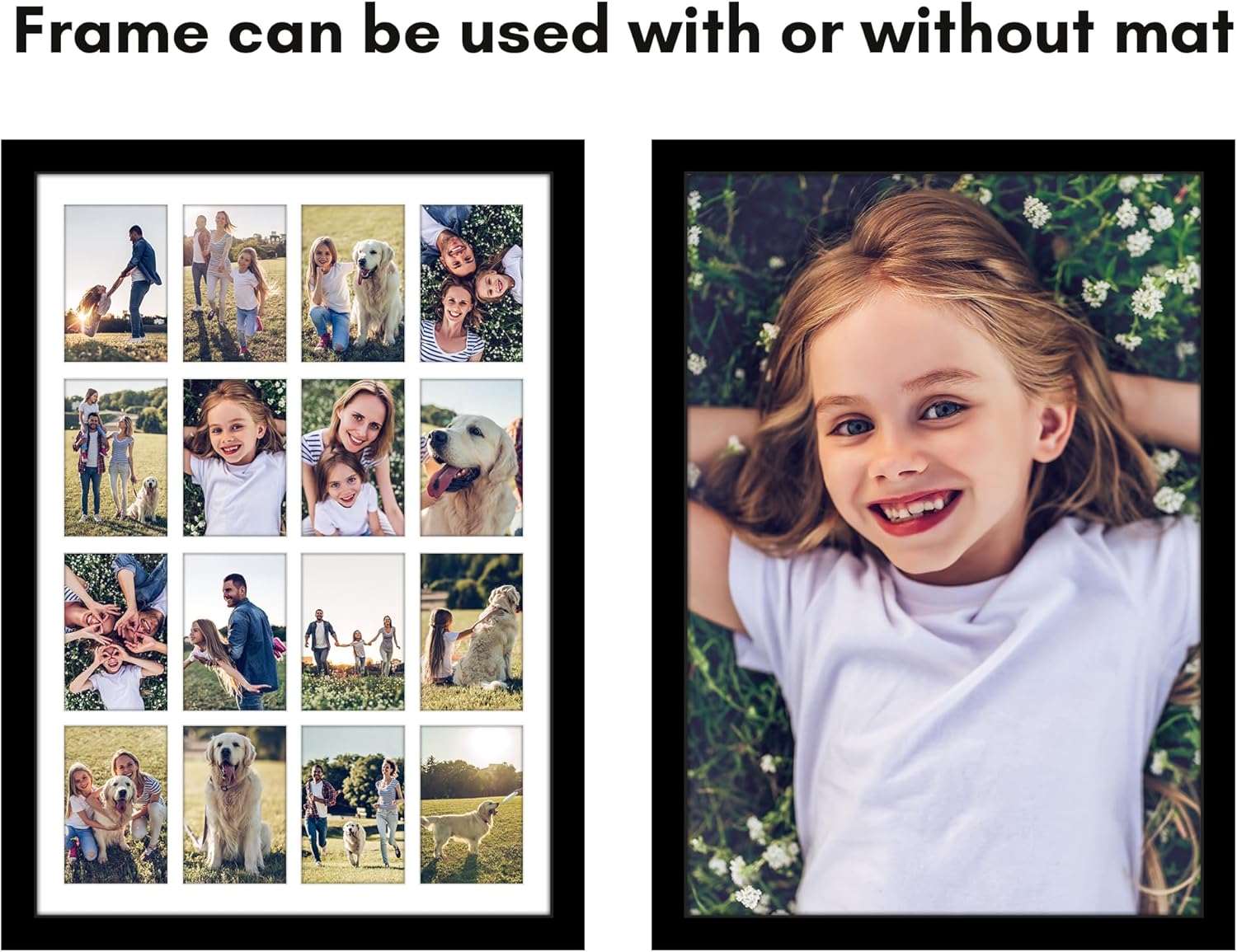 Americanflat 4x6 Collage Picture Frame with Polished Plexiglass - Multi Picture Frames Fit Sixteen 4x6 Photos or Use as One 18x26 Poster Frame for Wall Display - Signature Collection - Black