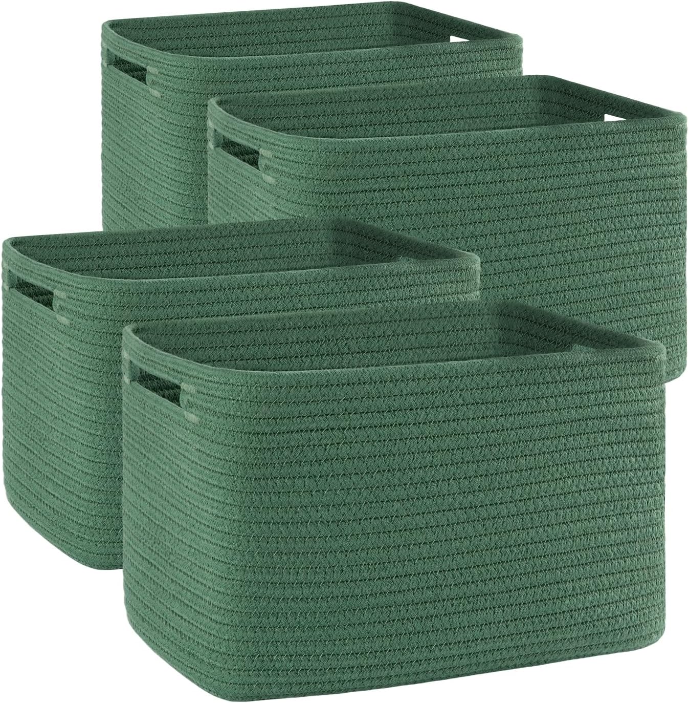 4 Pack Storage Baskets for Organizing, Woven Baskets for Shelves - Perfect for Toys, Books, Towels, and Clothes, Durable Gift Basket Bins Toy Storage, 12.7''Lx9''Wx7.8''H, Brown & White