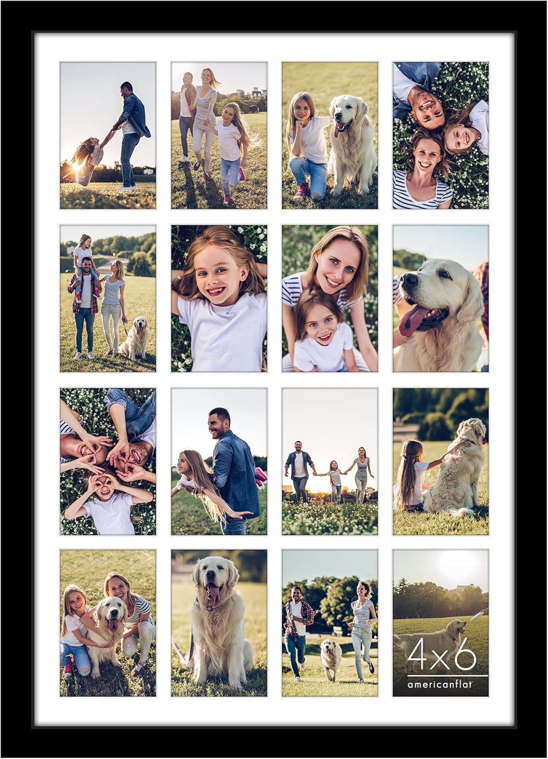 Americanflat 4x6 Collage Picture Frame with Polished Plexiglass - Multi Picture Frames Fit Sixteen 4x6 Photos or Use as One 18x26 Poster Frame for Wall Display - Signature Collection - Black
