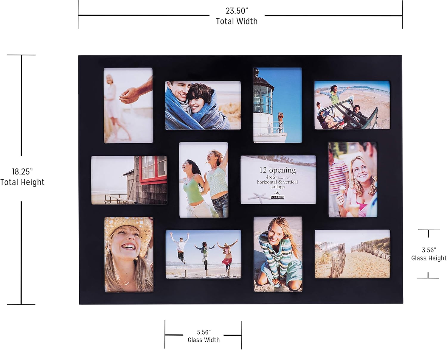 Malden International Designs Black 12 Opening Collage Photo Frame