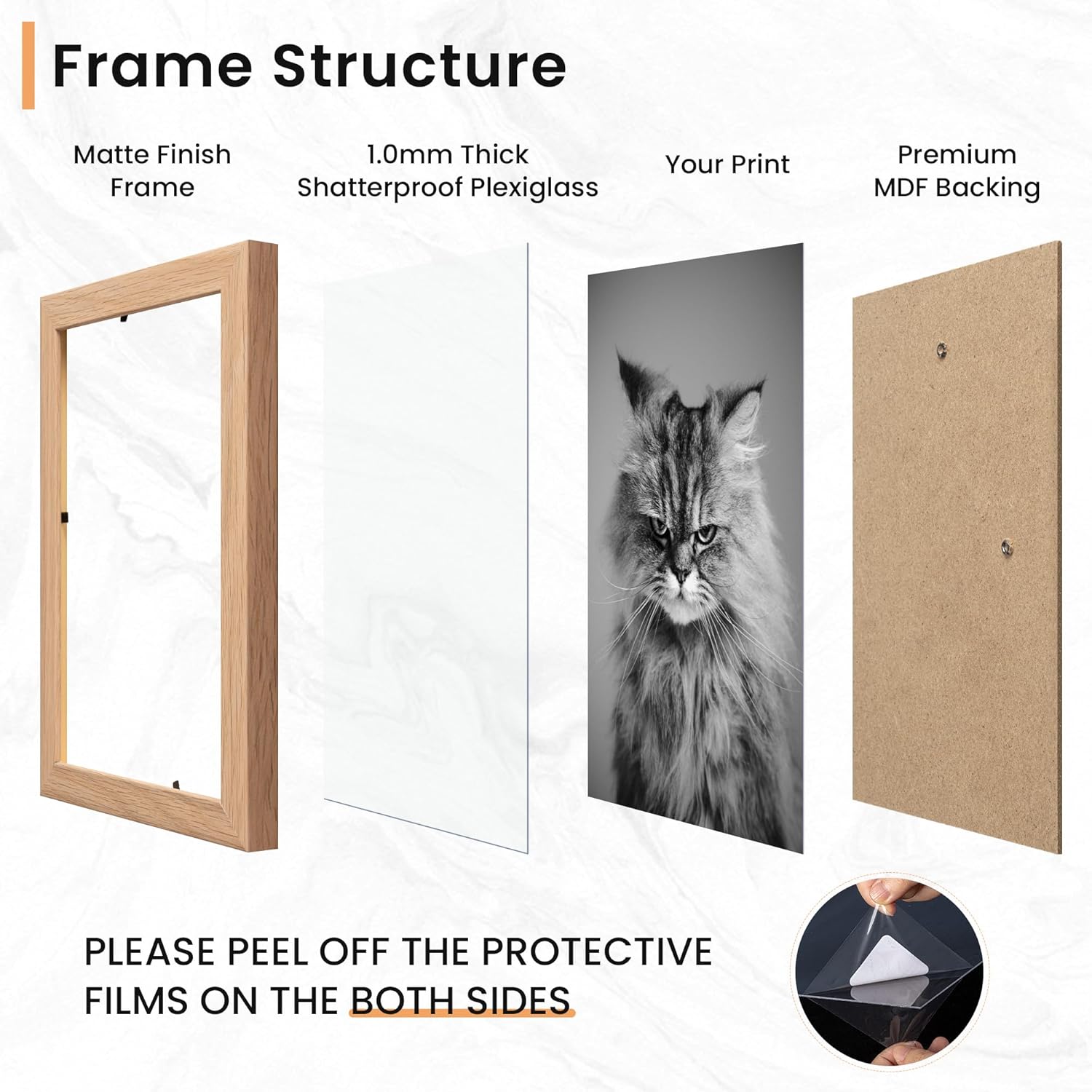 15 Pack Picture Frames Collage Wall Decor, Gallery Frame Set for Wall Mounting or Tabletop Display, Multi Sizes Including 3pcs 8x10, 6pcs 5x7, 6pcs 4x6, Oak