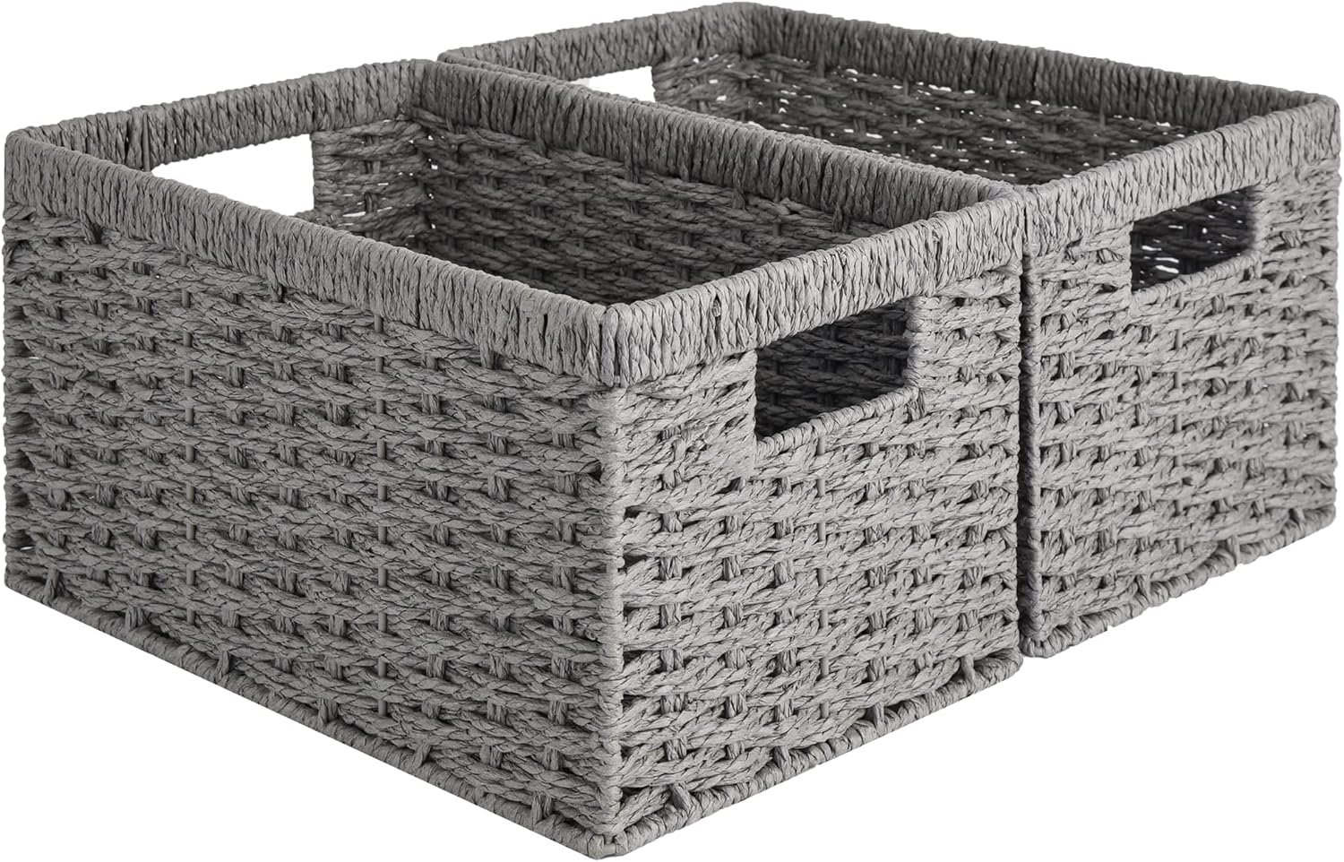 StorageWorks Wicker Basket, Baskets for Organizing, Storage Basket with Built-in Handles, Water Hyacinth Shelves (Medium 2-Pack, Natural Hyacinth)