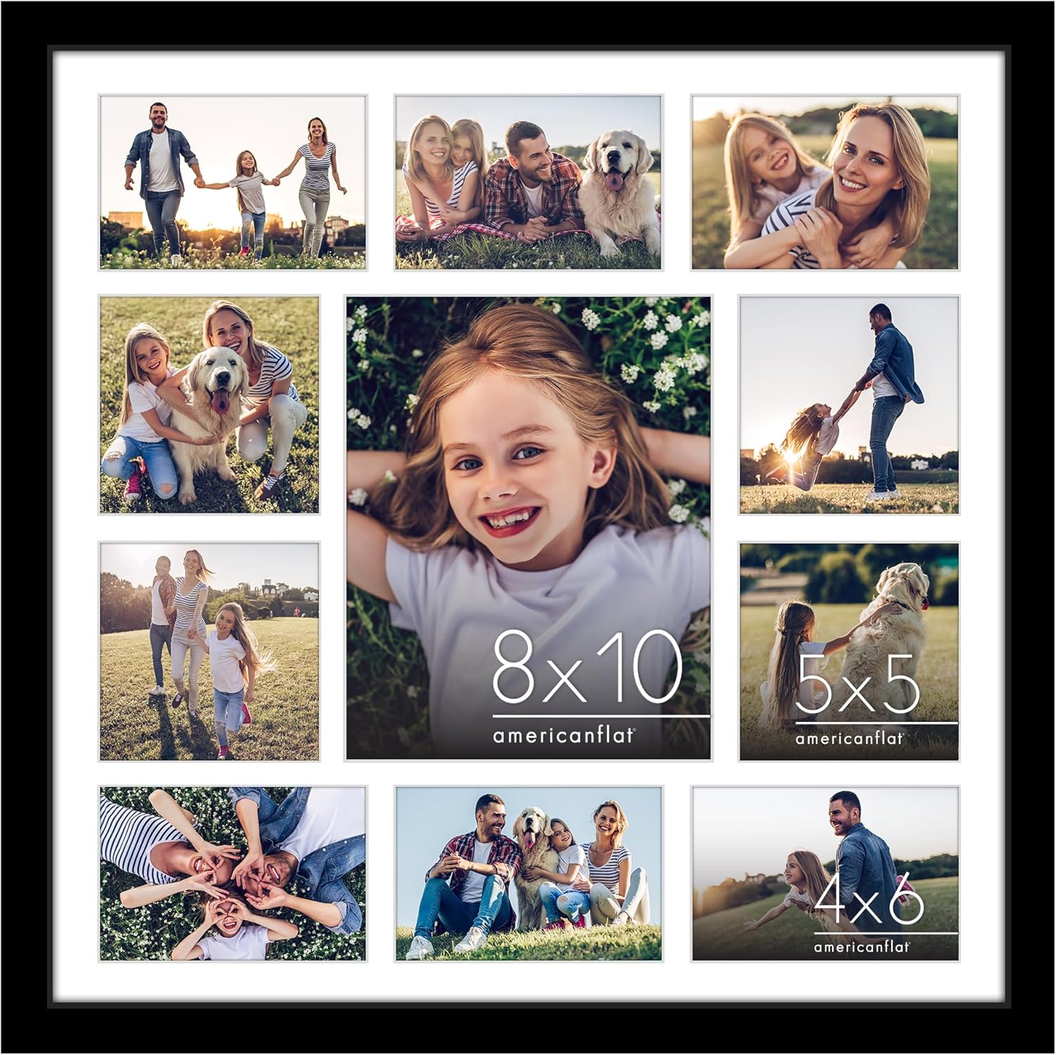 Americanflat 4x6 Collage Picture Frame with Polished Plexiglass - Multi Picture Frames Fit Sixteen 4x6 Photos or Use as One 18x26 Poster Frame for Wall Display - Signature Collection - Black