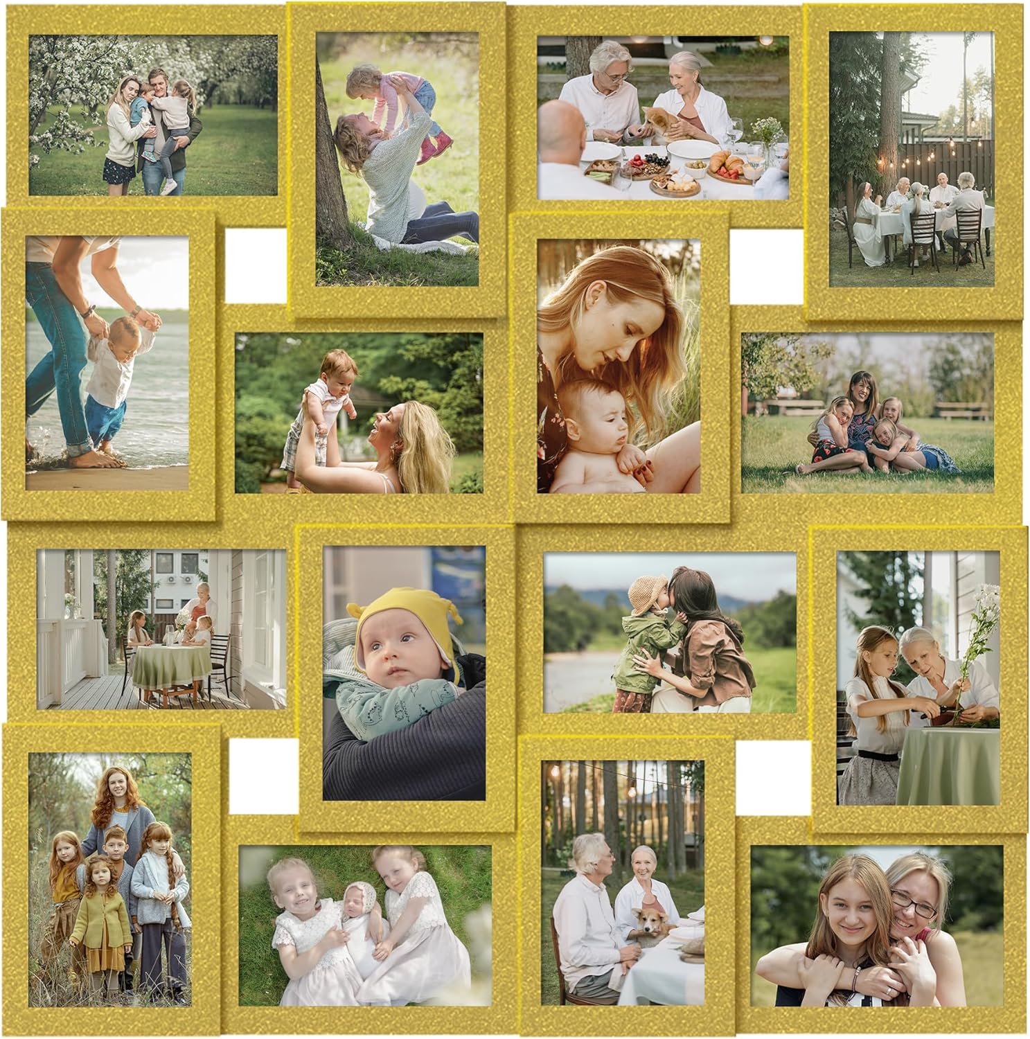J.M.Deco Collage Picture Frames for Wall 24 Slots, Reunion Friends Family Memory Large Photo Frame Selfie Gallery Puzzle Collage Wall Hanging for 4x6 Photo | Grey