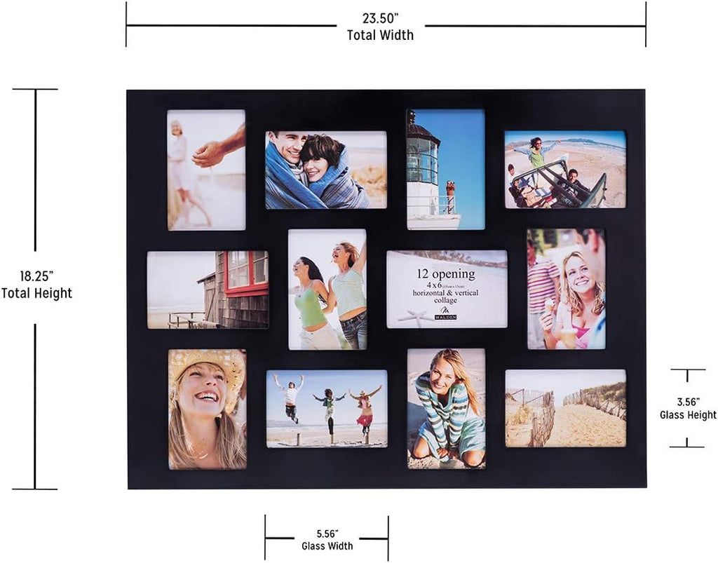 Malden International Designs Black 12 Opening Collage Photo Frame