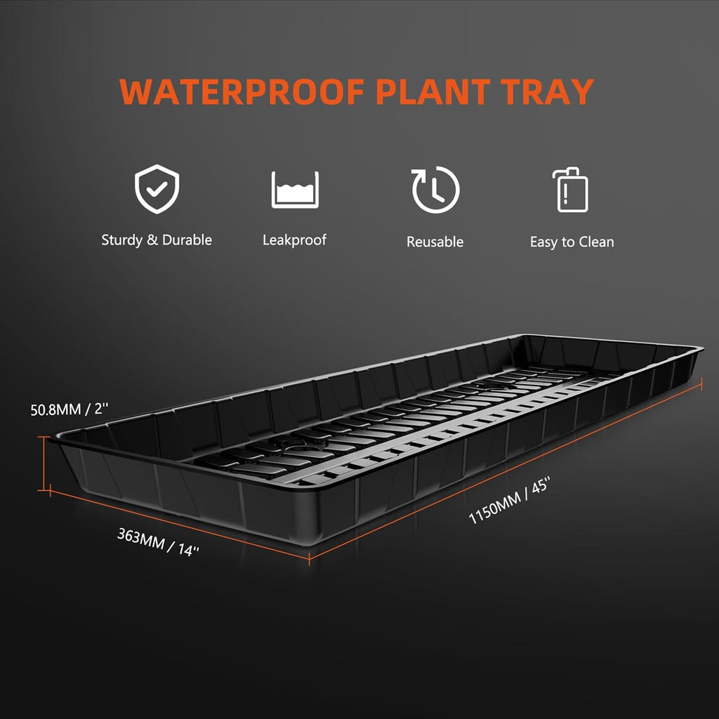 Spider Farmer Plant Stand 3 Tier Heavy-Duty Metal SF600 Plant Shelf With Waterproof Trays and Lockable Wheels For Flower Pot Display Easy Assembly Rack Black Indoor Outdoor 46Lx15Dx70H