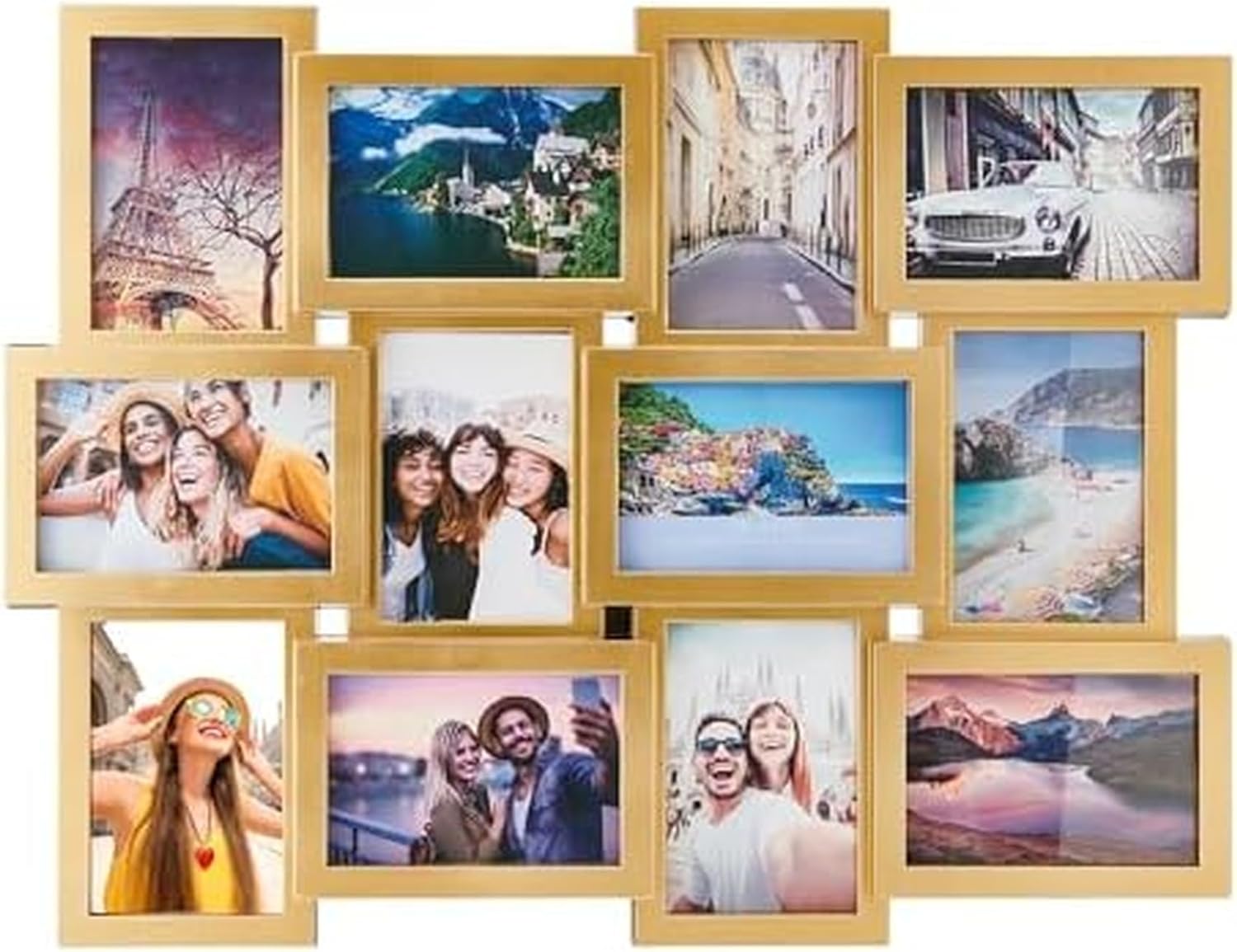 Melannco 18 x 18 Inch 9 Opening Photo Collage Frame, Displays Four 4x6 and Five 6x4 Inch Photos, Black