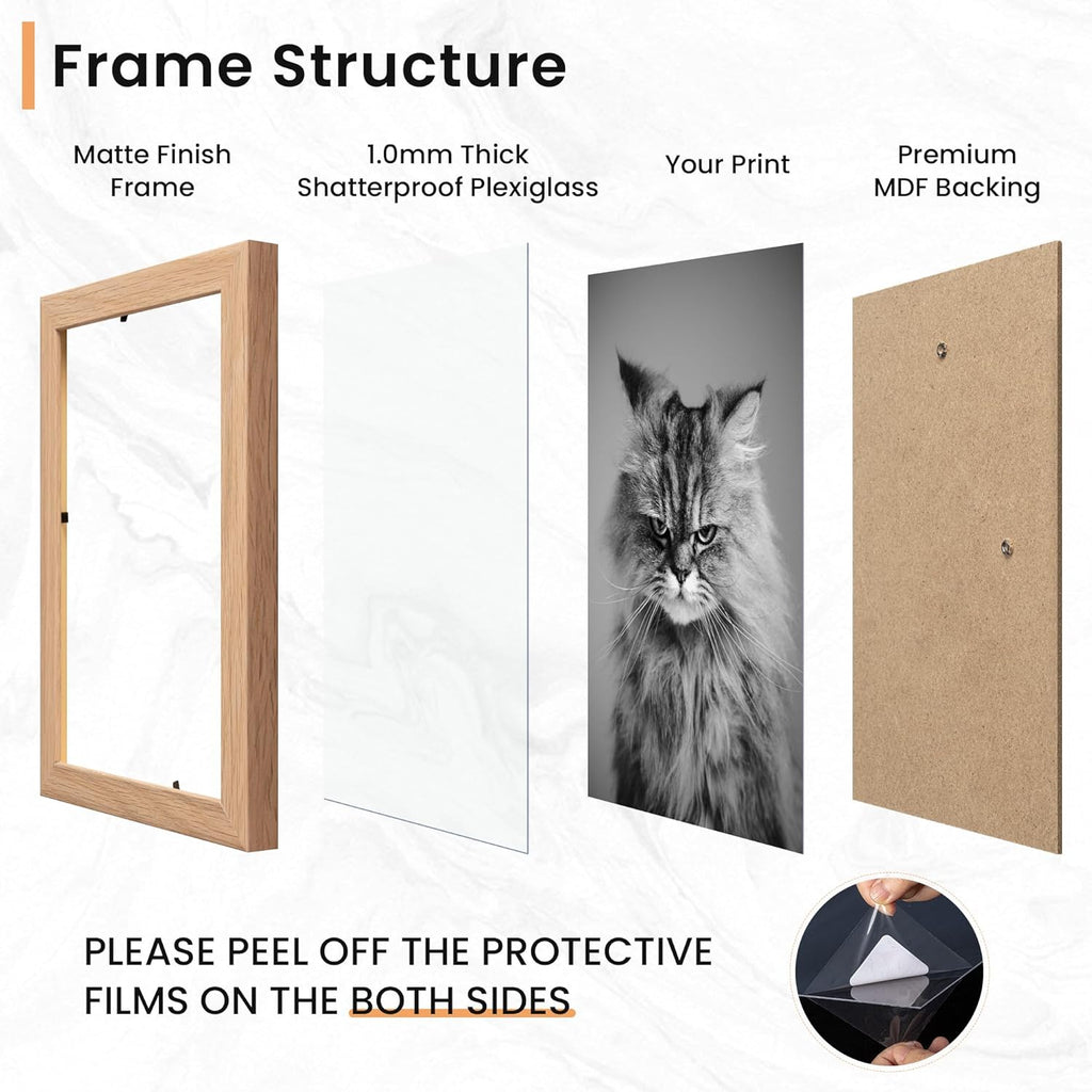 15 Pack Picture Frames Collage Wall Decor, Gallery Frame Set for Wall Mounting or Tabletop Display, Multi Sizes Including 3pcs 8x10, 6pcs 5x7, 6pcs 4x6, Oak